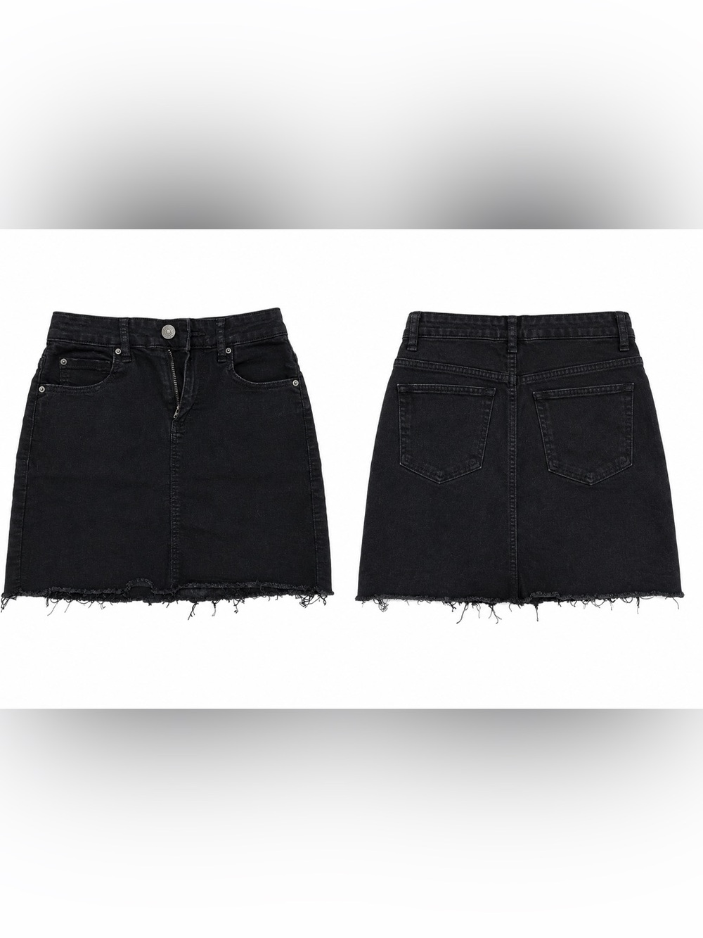 Garage Black Raw Hem Denim Mini Skirt